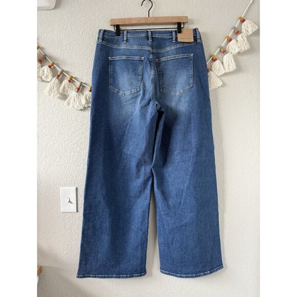 Boden High Rise Wide Leg Jeans Mid Vintage Wash Denim Boho Baggy NWT 32L - Picture 4 of 11